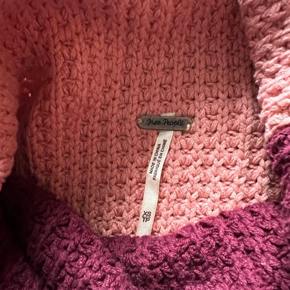 NWOT Free People Colorblock pink purple blue turtleneck knit sweater chunky - Picture 6 of 6